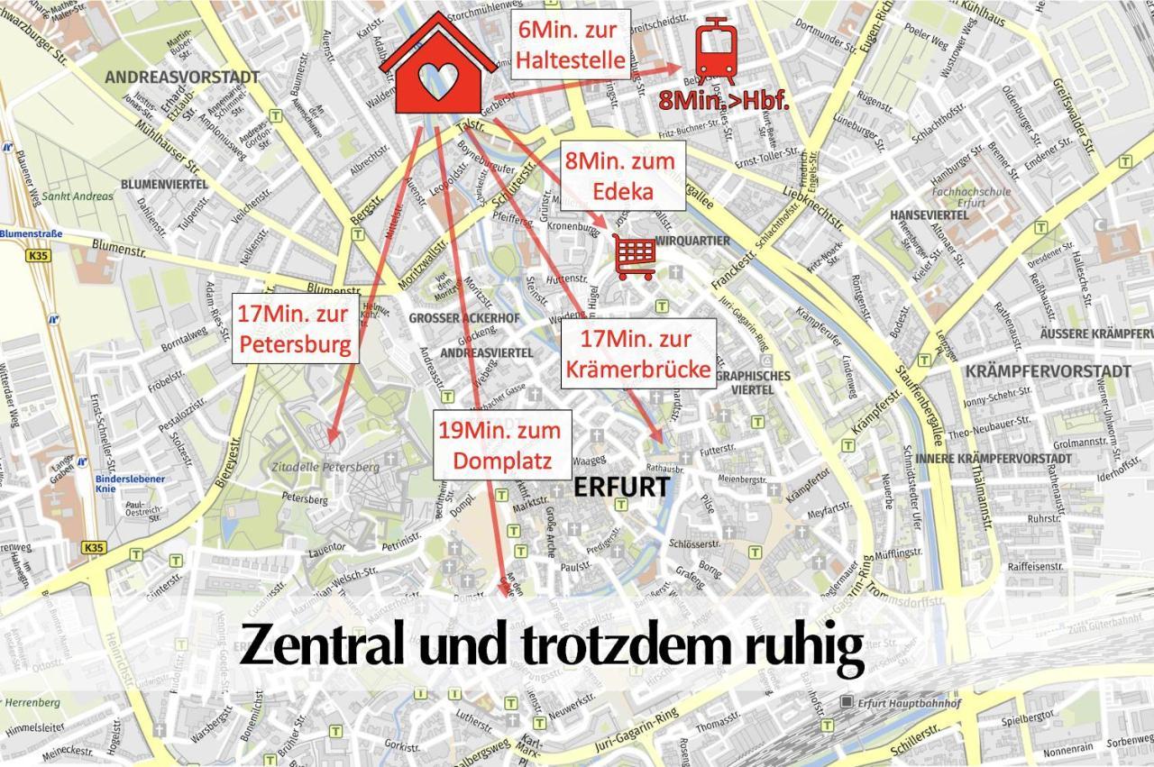 Schicke 80m2 3R Wohnung im Herzen Erfurts inkl Parkplatz Exterior foto